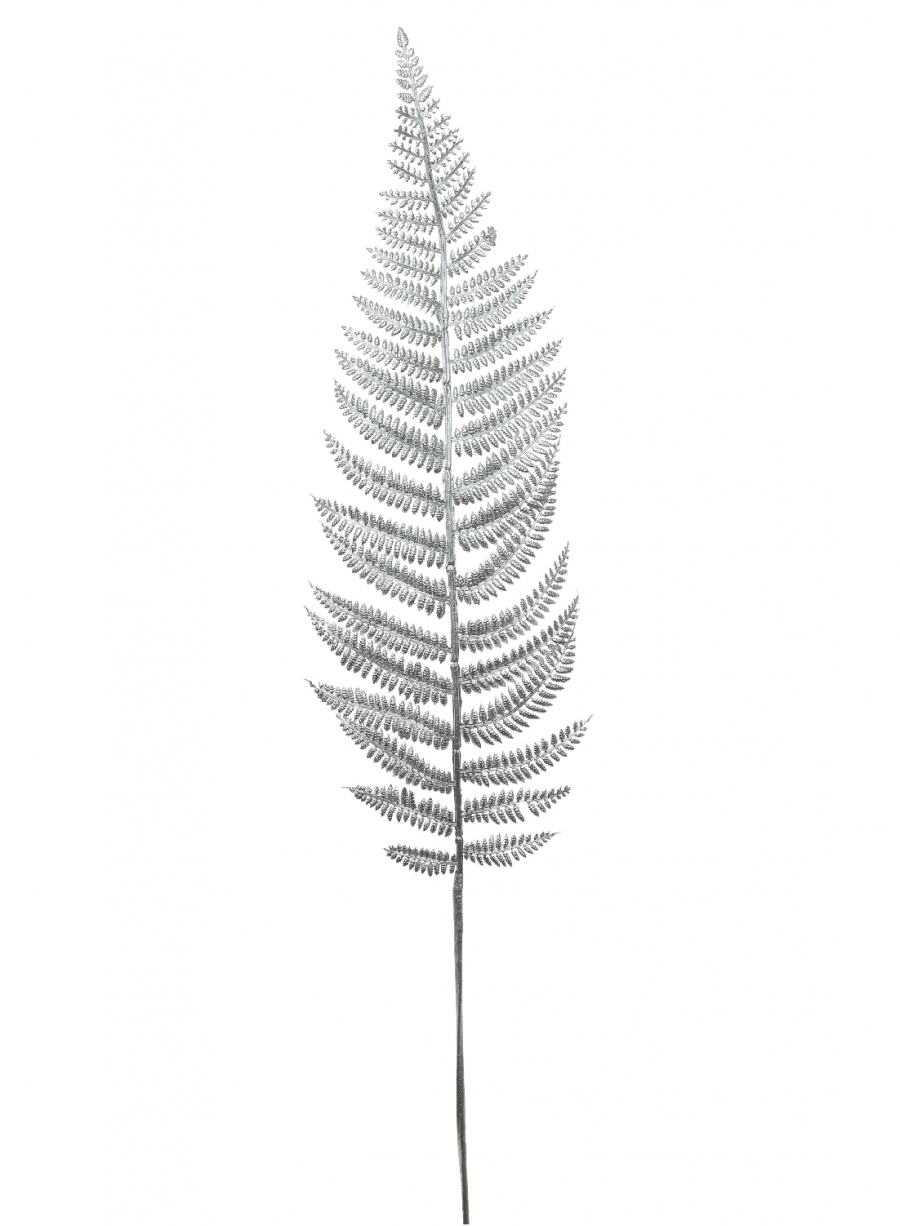 Plastic Chrome Fern Stem Silver