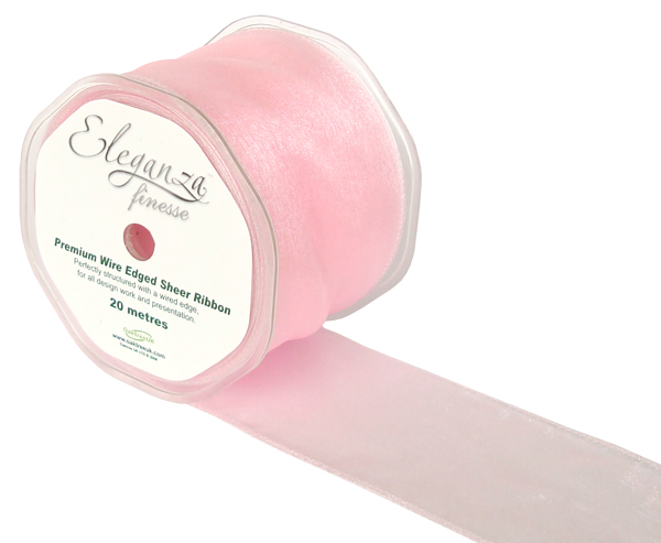 Eleganza Finesse Wired Ribbon 70mm X20m Lt. Pink No.21