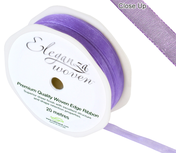 Eleganza Woven Edge Ribbon 10mm X 20m Purple No.36