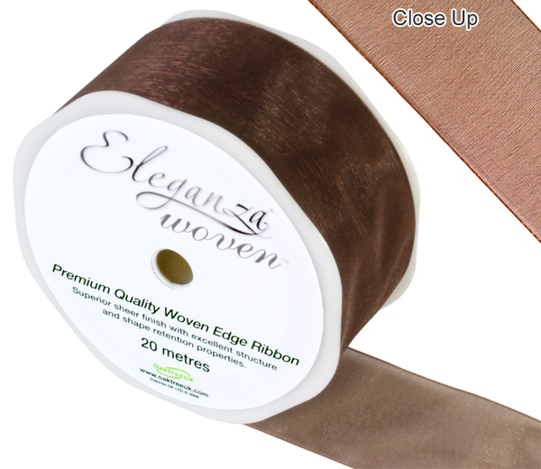 Eleganza Woven Edge Ribbon 38mm X 20m Chocolate No.58