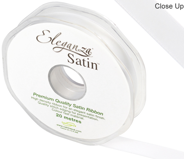 Eleganza Double Faced Satin 15mm X 20m White No.01