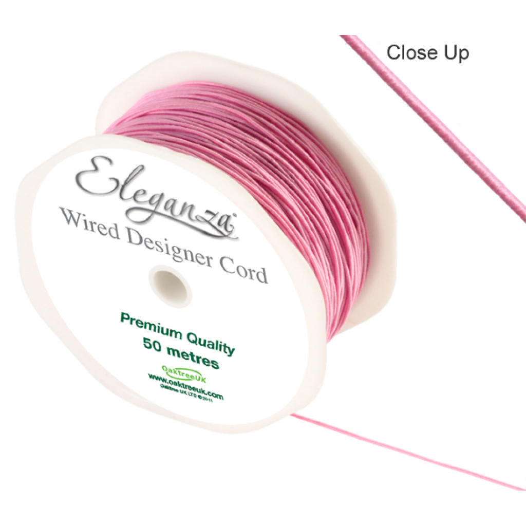 Eleganza Wired Designer Cord 1mm X 50m Lt Pink No.21
