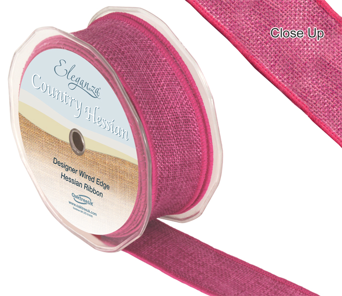 Eleganza Wired Country Hessian 38mm X 10m Fuchsia No.28