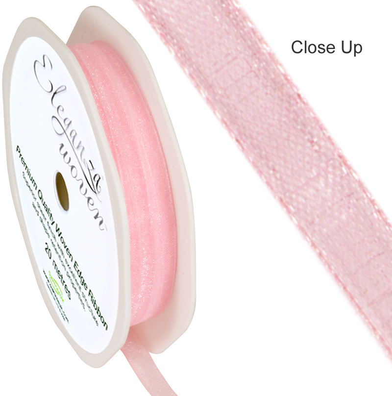 Eleganza Woven Edge Ribbon 6mm X 20m Lt. Pink No.21