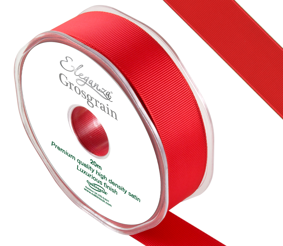 Eleganza Premium Grosgrain Ribbon 25mm X 20m Red No.16