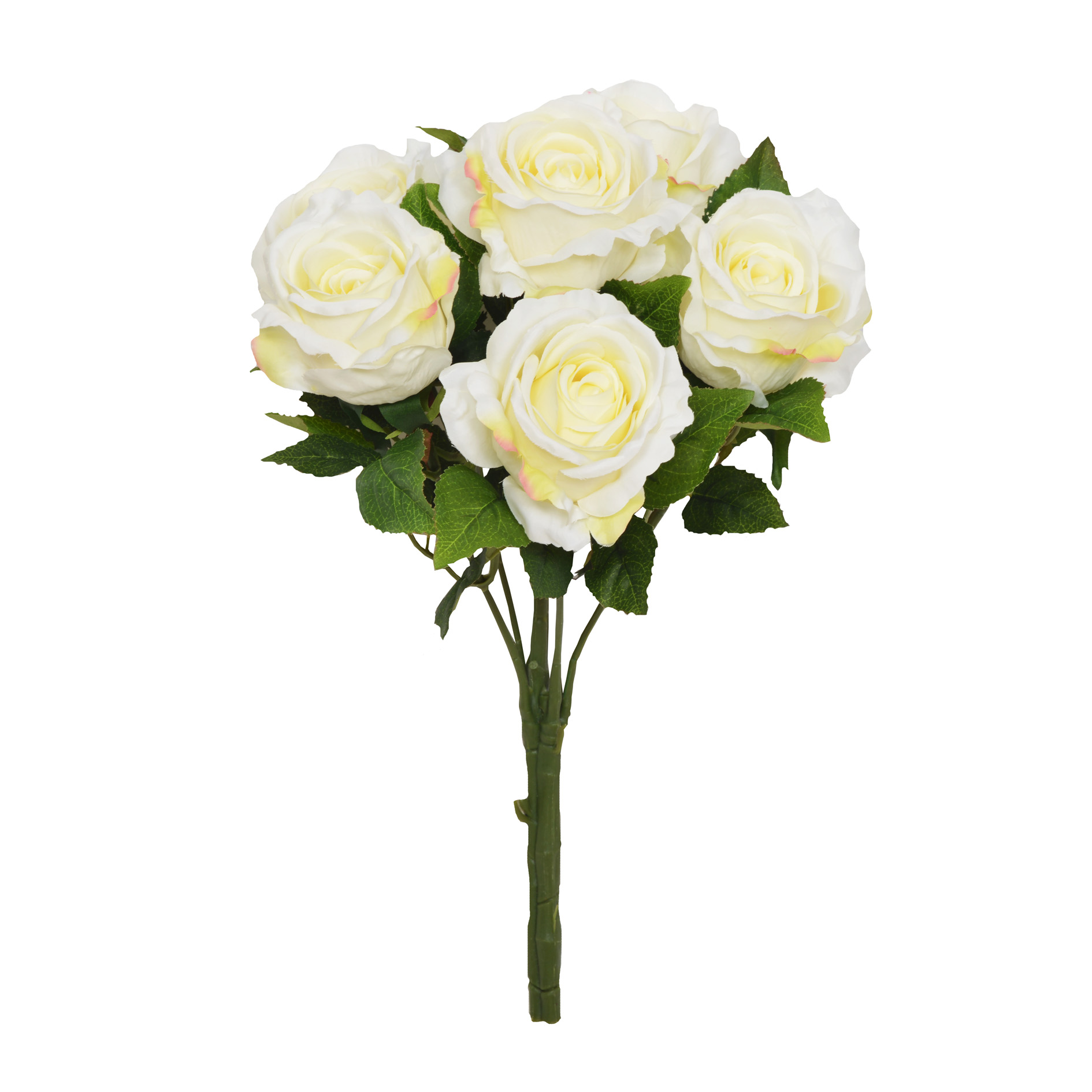 40cm Cream Open Rose X 6 Bouquet