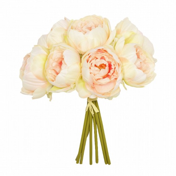 26cm Peach Peony X 7 Posy