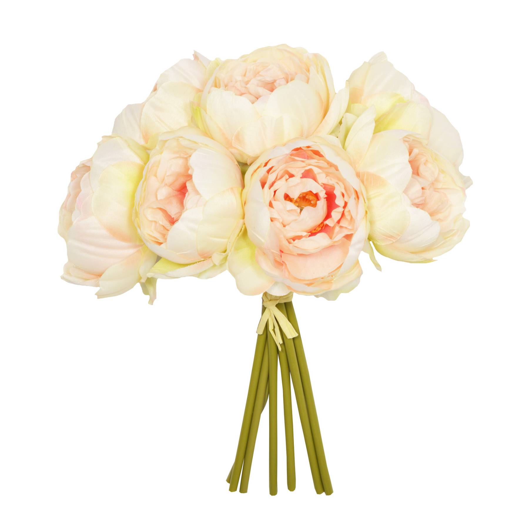 26cm Peach Peony X 7 Posy