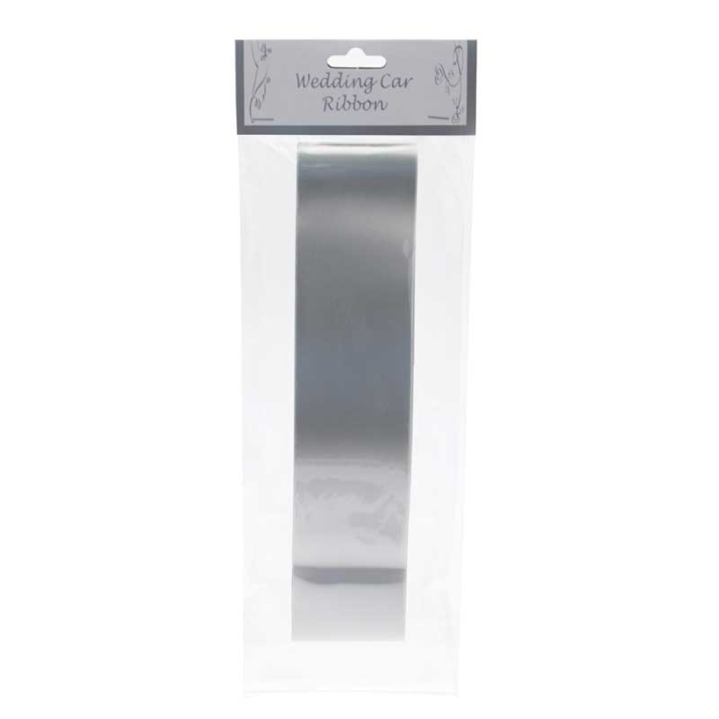 Wedding Car Ribbon Single Silver