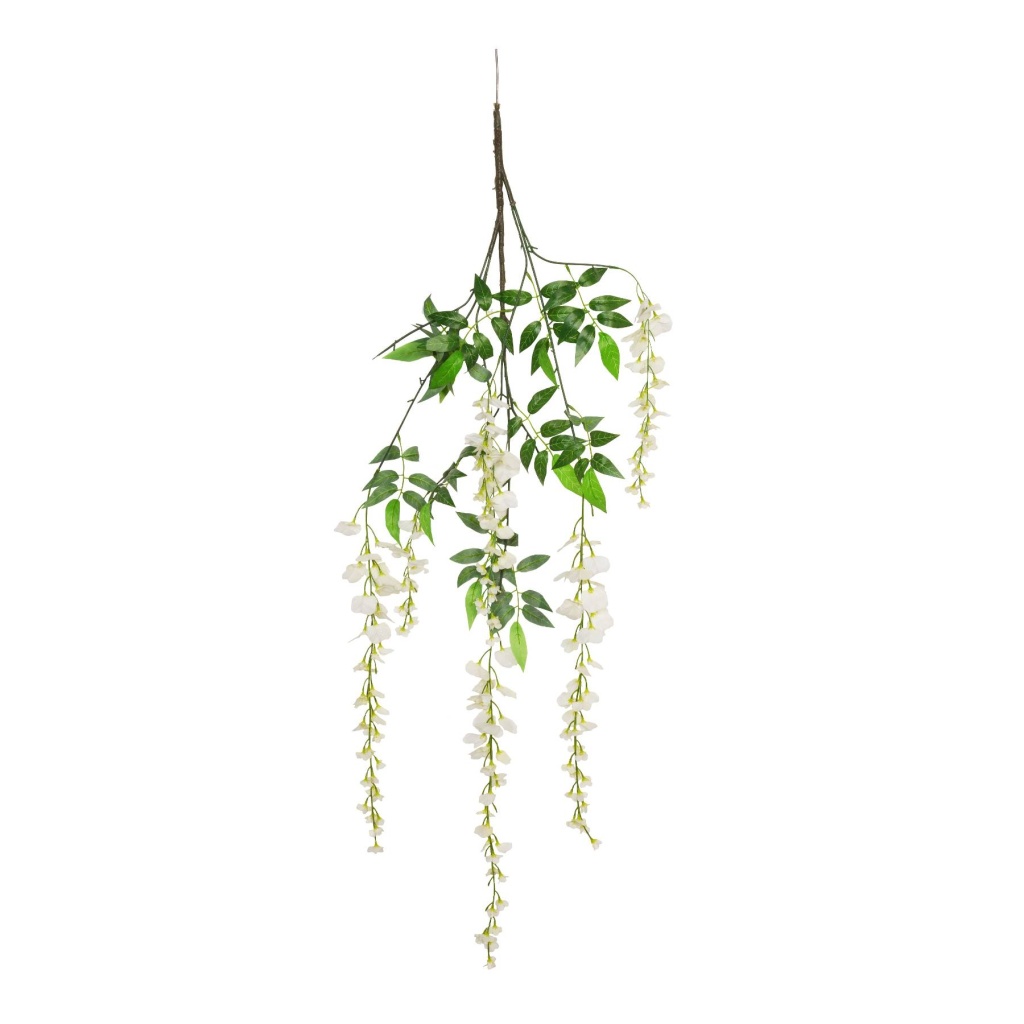 130cm White Wisteria Foliage Stem