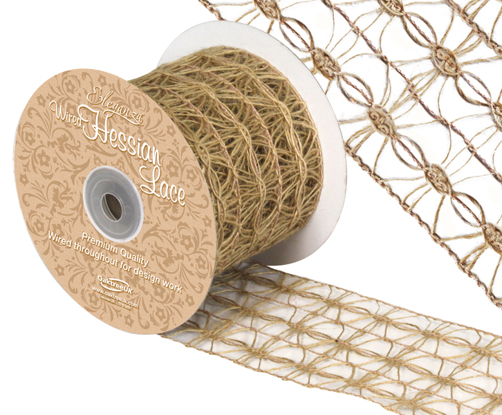 Eleganza Wired Hessian Lace 70mm X 10m