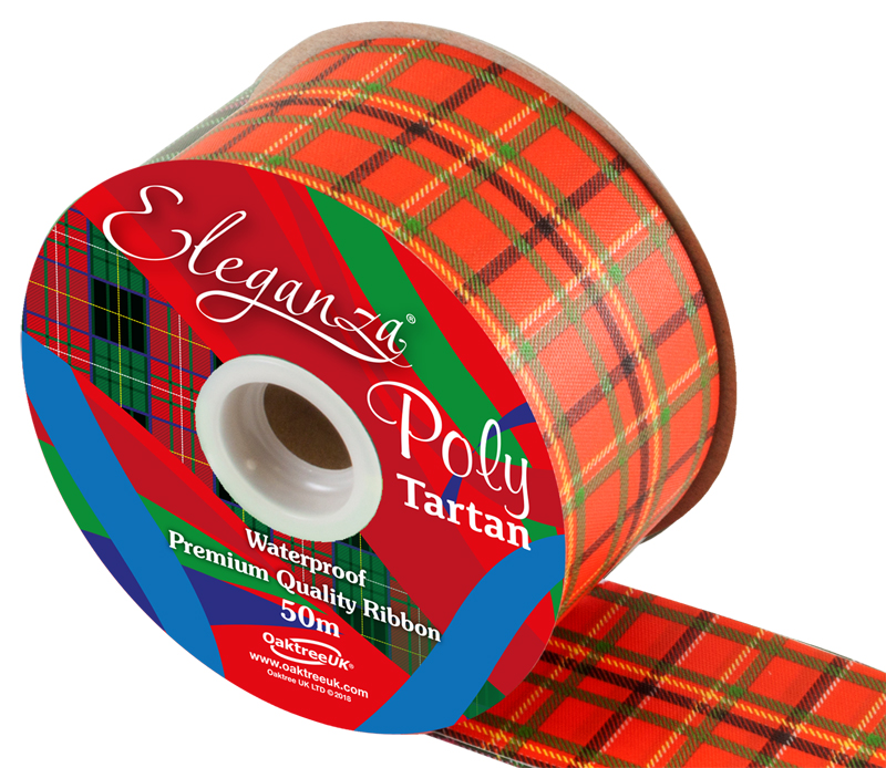 Eleganza Poly Tartan 50mm X 50m Double Sided Red Pattern No.259