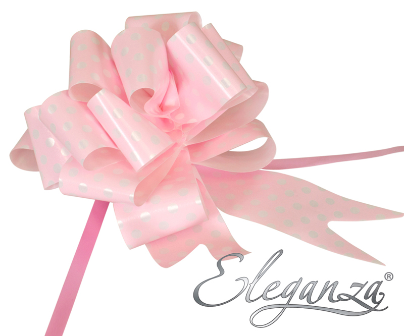 Eleganza Poly Pull Bows 50mm X 20pcs Polka Dot Lt. Pink No.21