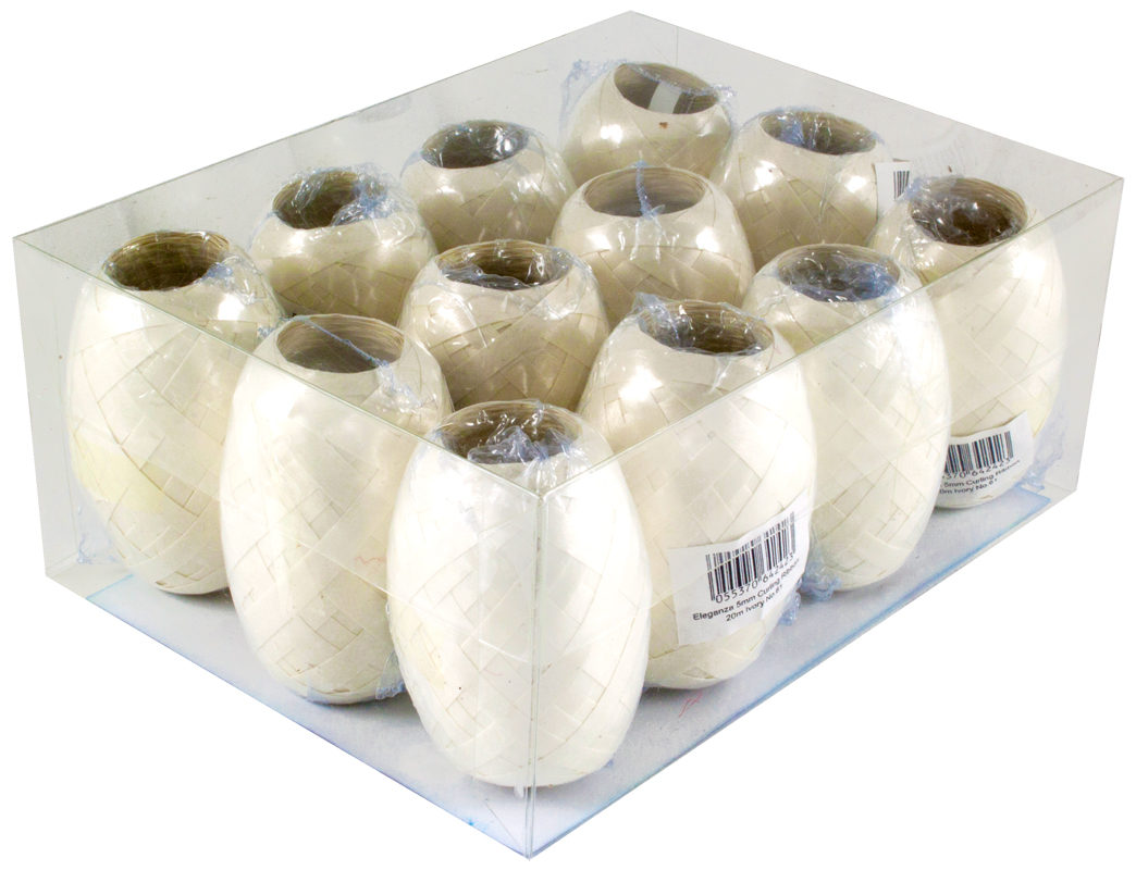 Eleganza 5mm Curling Ribbon 12 X 20m Cops Acetate Box Ivory No.61