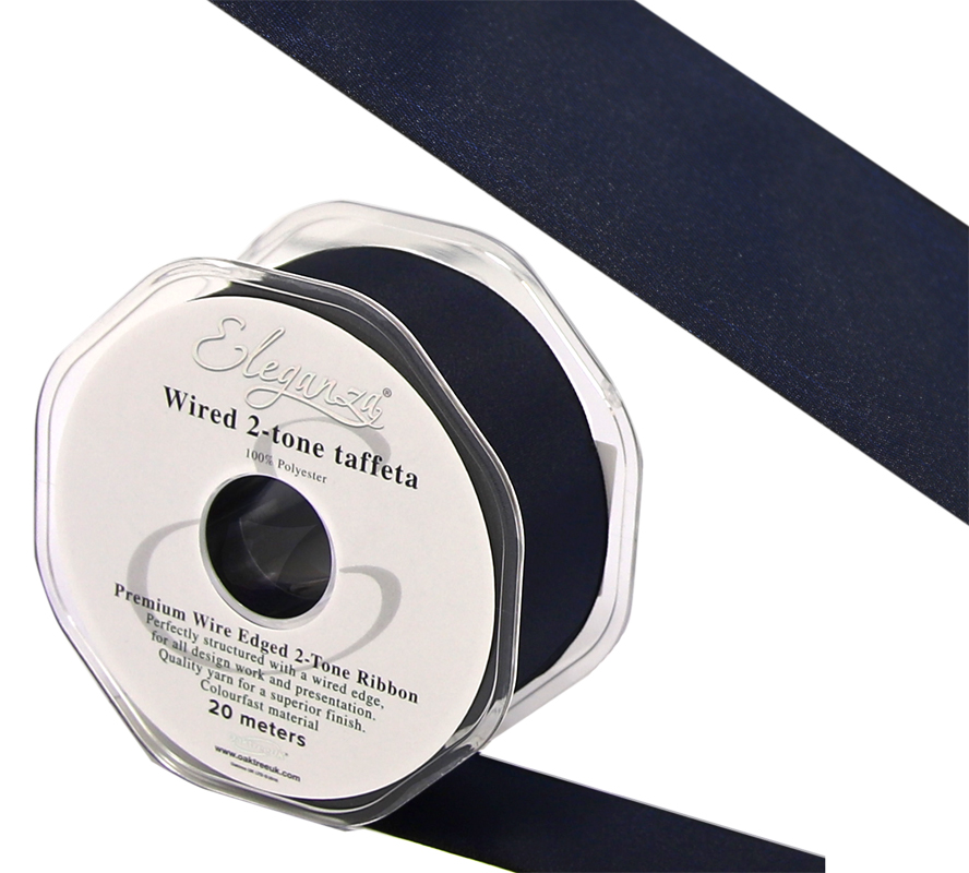 Eleganza Wired Edge Premium Taffeta Midnight Blue 38mm X 20m No.19