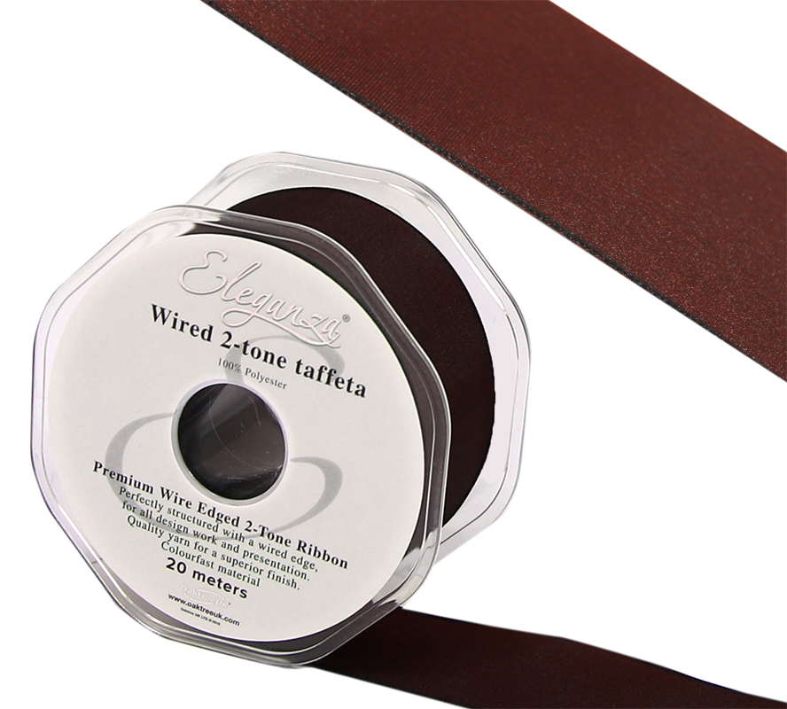 Eleganza Wired Edge Premium Taffeta Claret 38mm X 20m No.31