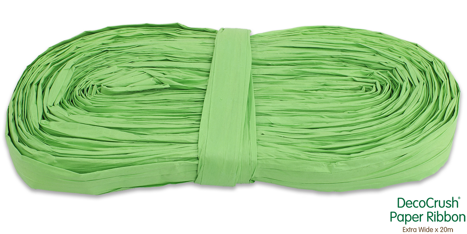 Paper Crush Design Ribbon Fsc Quality Extra Wide X 20m No.14 Lime Green