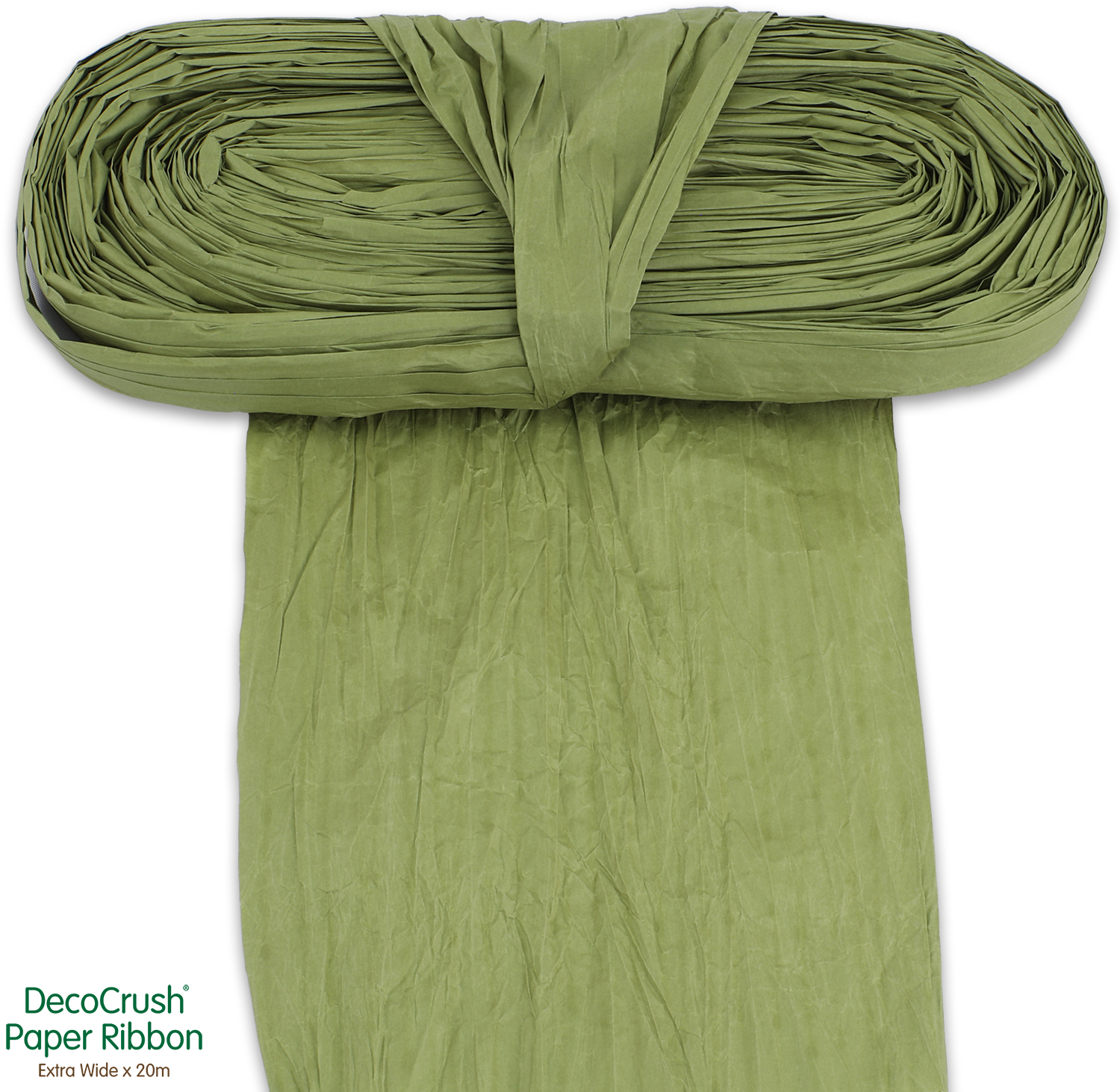 Paper Crush Design Ribbon Fsc Quality Extra Wide X 20m No.51 Sage Green