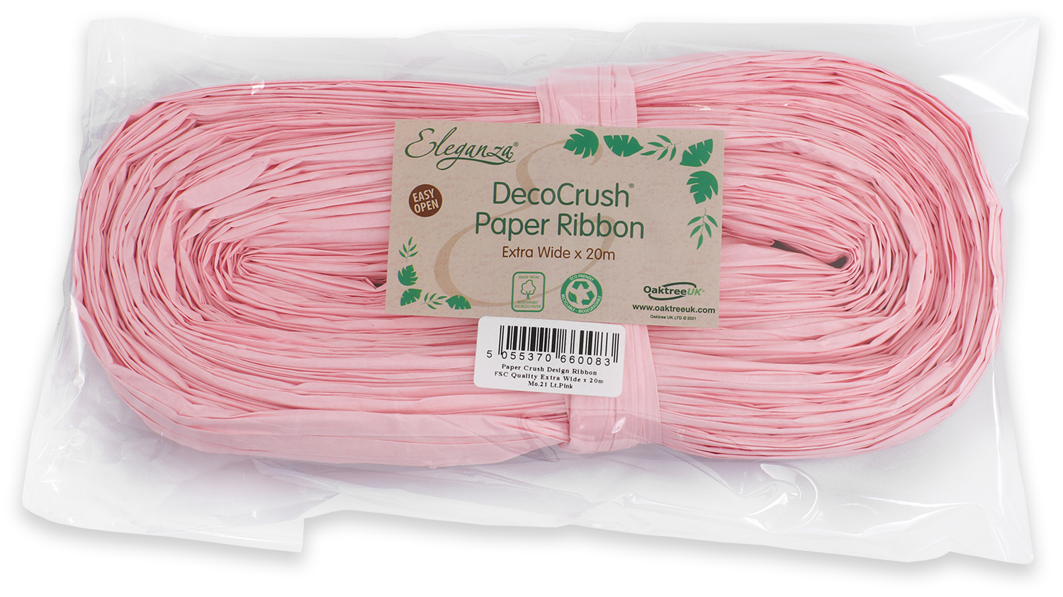 Paper Crush Design Ribbon Fsc Quality Extra Wide X 20m No.21 Lt. Pink