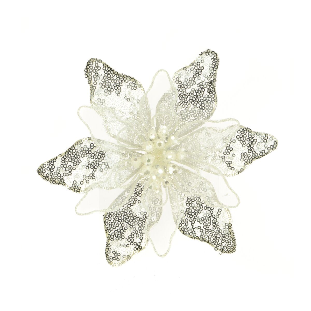Sequin/chiffon Poinsettia Clip