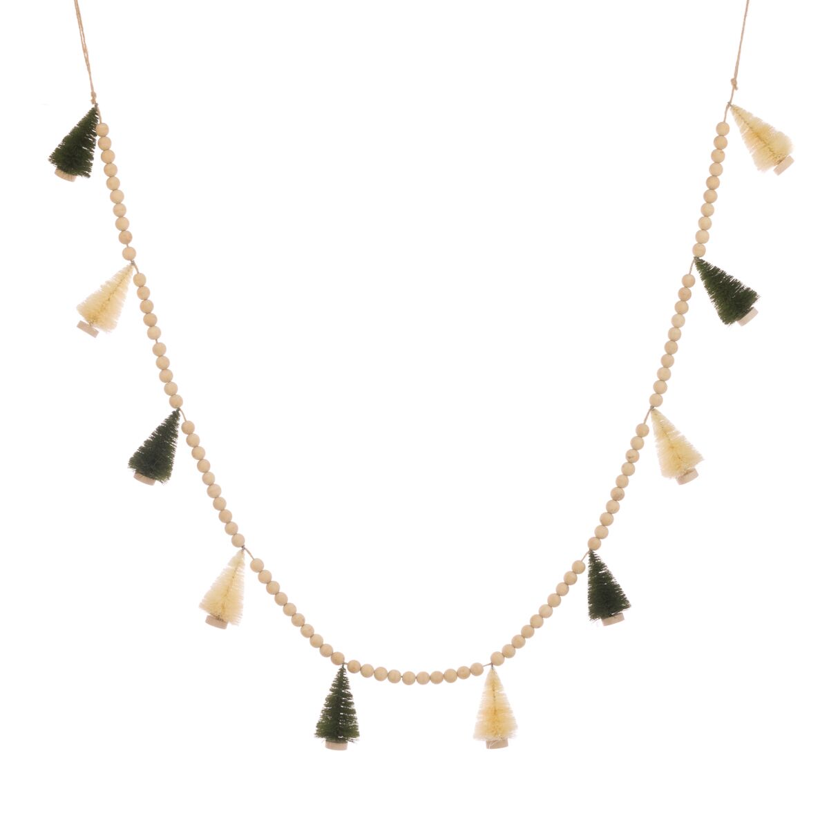 Wooden W/bristle Tree Garland