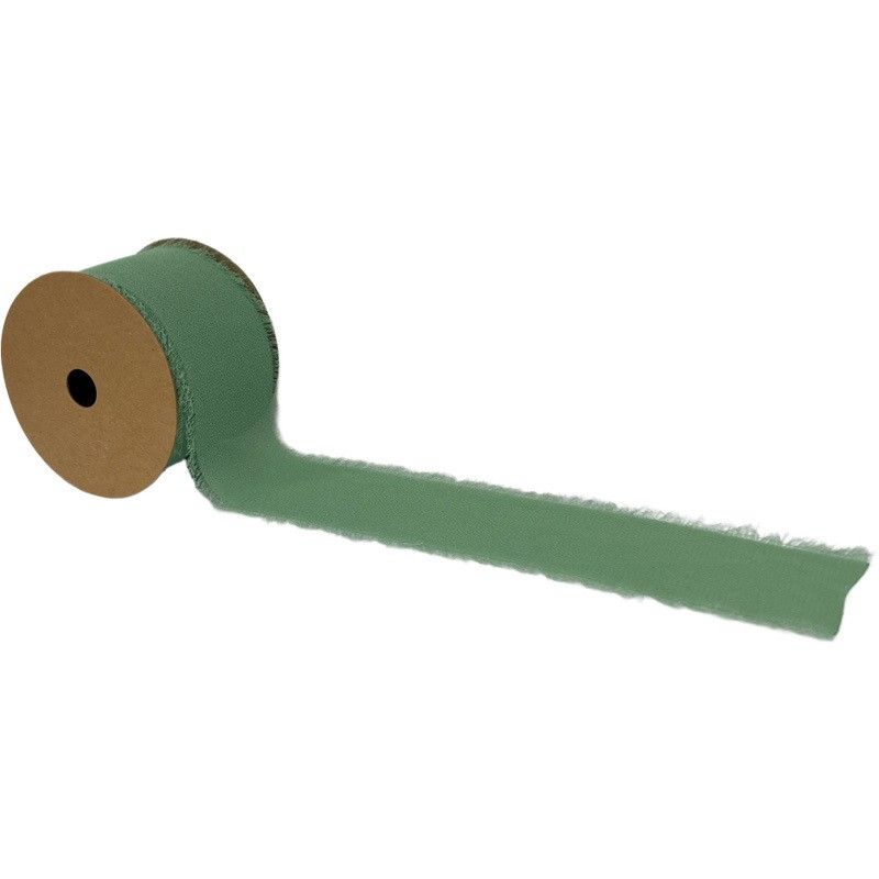 Sage Chiffon Ribbon With Frayed Edge