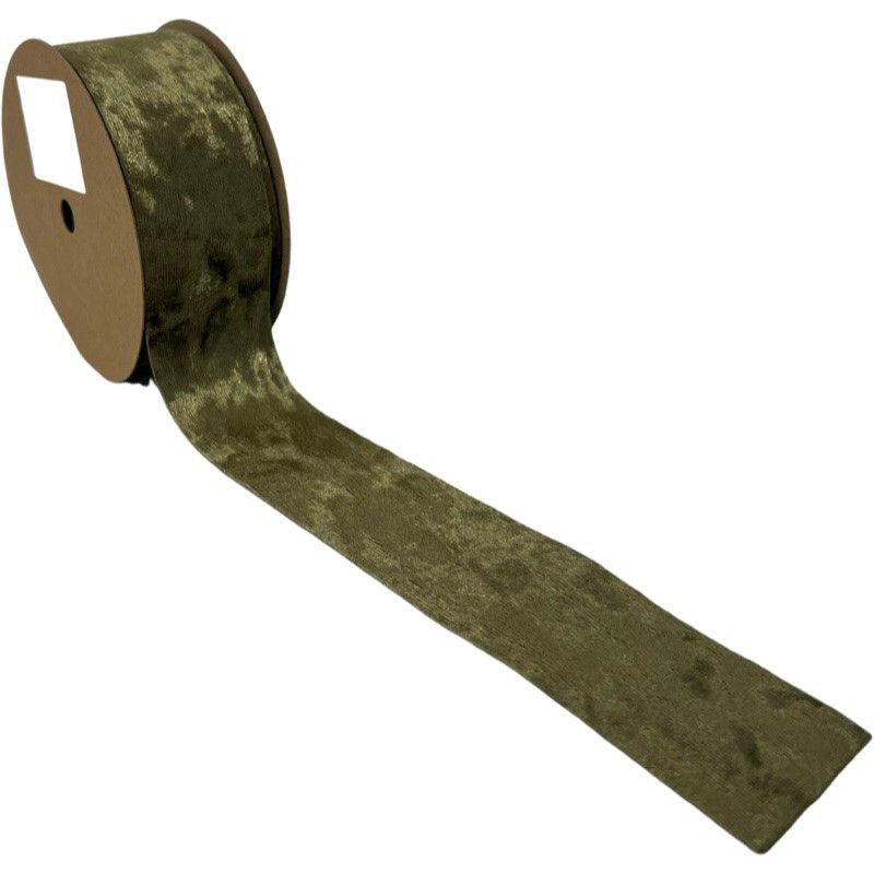 Olive Green Crushed Velvet Style Ribbon