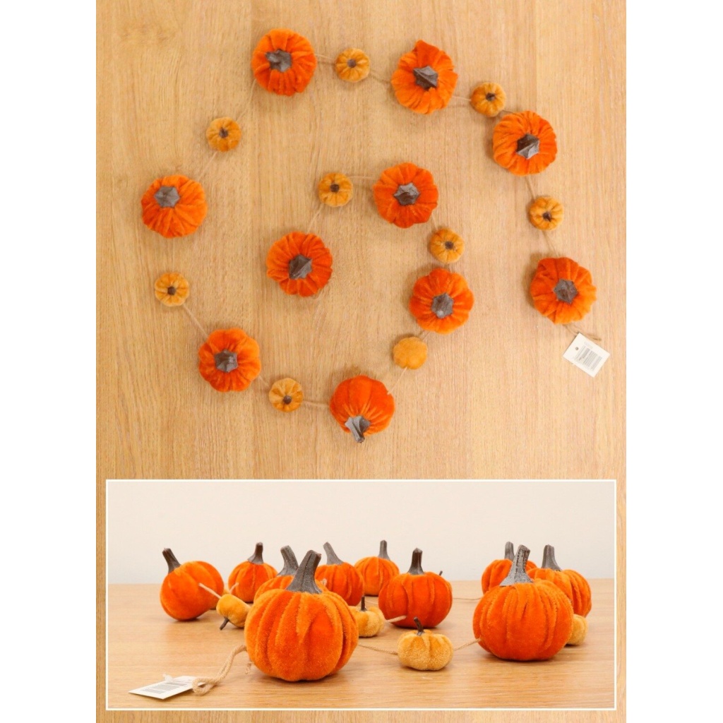 Autumn Velvet Pumpkin Garland Burnt Orange - 150232