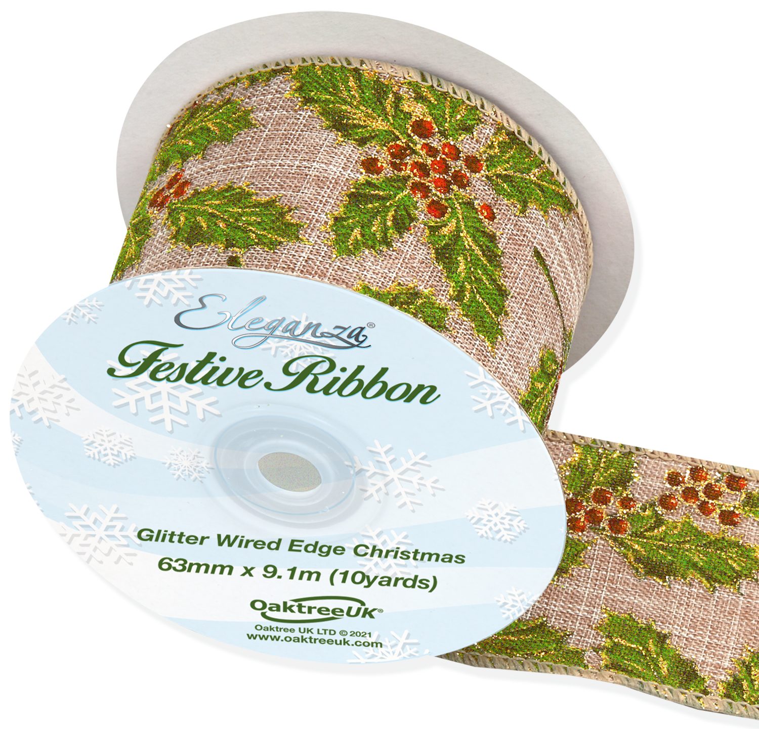 Eleganza Wired Edge Holly 63mm X 9.1m Design No.379