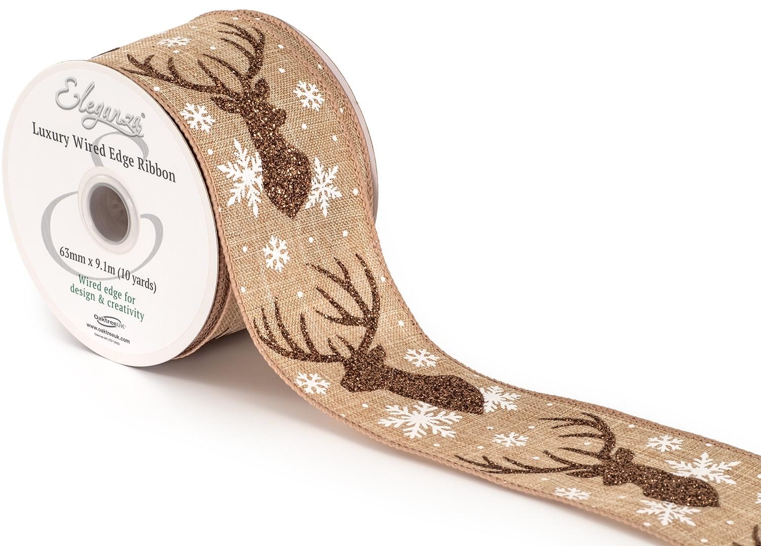 Eleganza Wired Edge Christmas Stag No.427 63mm X 9.1m Glitter Bronze