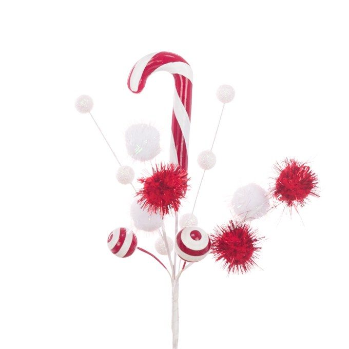 Candy Cane Pick 28cm - X46968RED-WH