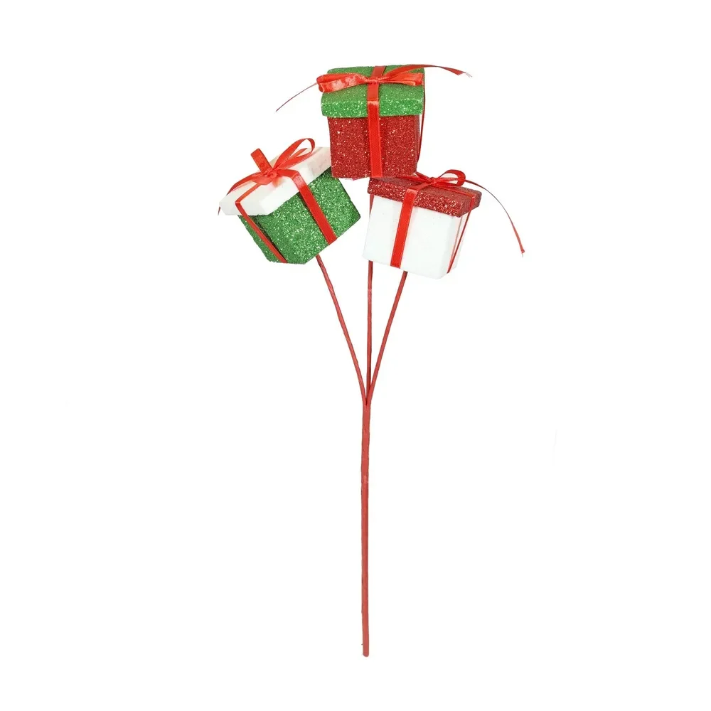 Candyland Gift Box X 3 Spray 46cm Glitter Red/green/white