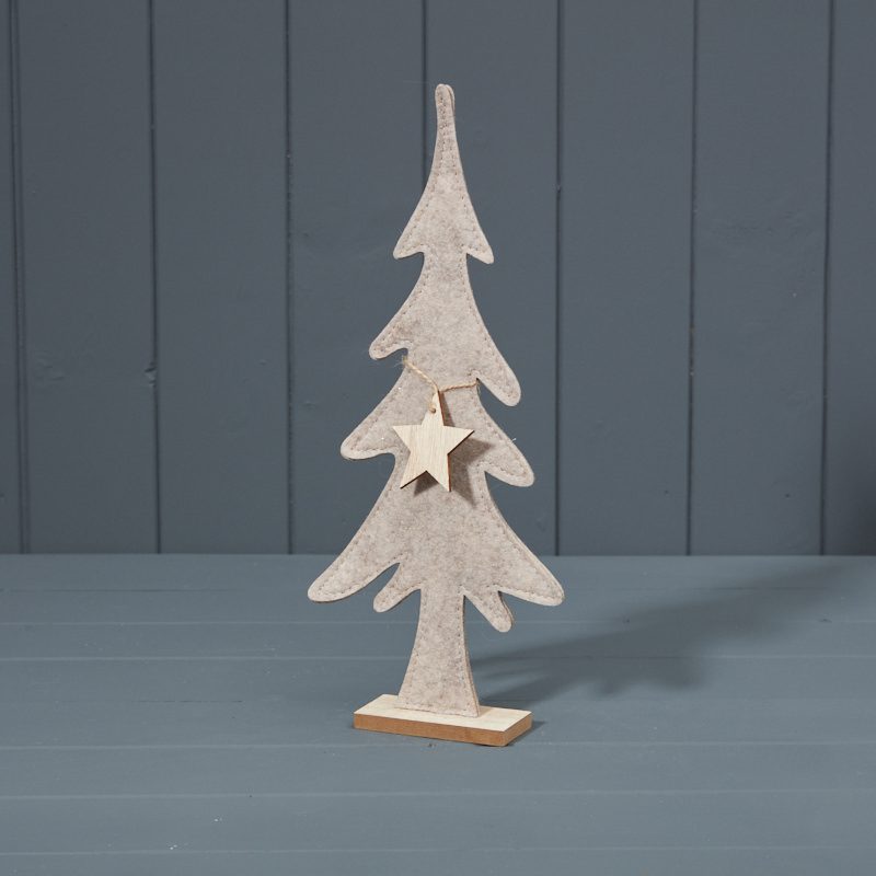 Large Grey Felt Tree With Hanging Star