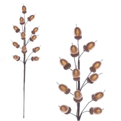 50cm Gold Acorn X 12 Spray
