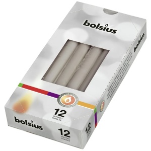 Tapered Candle, Individually Wrapped In Cello Bx12 - Warm Grey