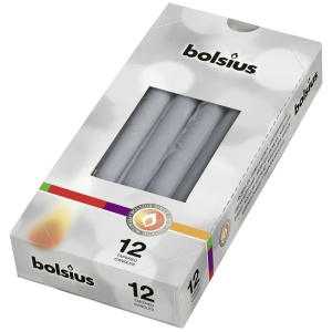 Tapered Candle, Individually Wrapped In Cello Bx12 - Metallic Silver