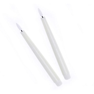 Led Wax Taper Candles With 3d Flame - Ivory (2 Pcs Per Pk| 2cm Diameter X 25cm Height)