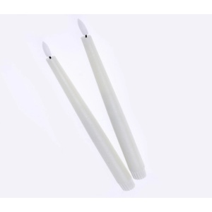 Led Wax Taper Candles With 3d Flame - Ivory (2 Pcs Per Pk| 2cm Diameter X 30cm Height)