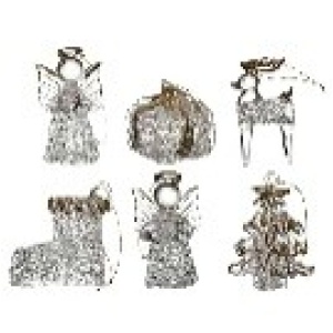 Hanging Glass Ornaments Set 6 Tree Deco - BBQ087
