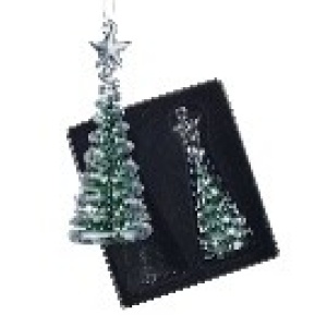 Hanging Glass Xmas Tree Set - BBQ229