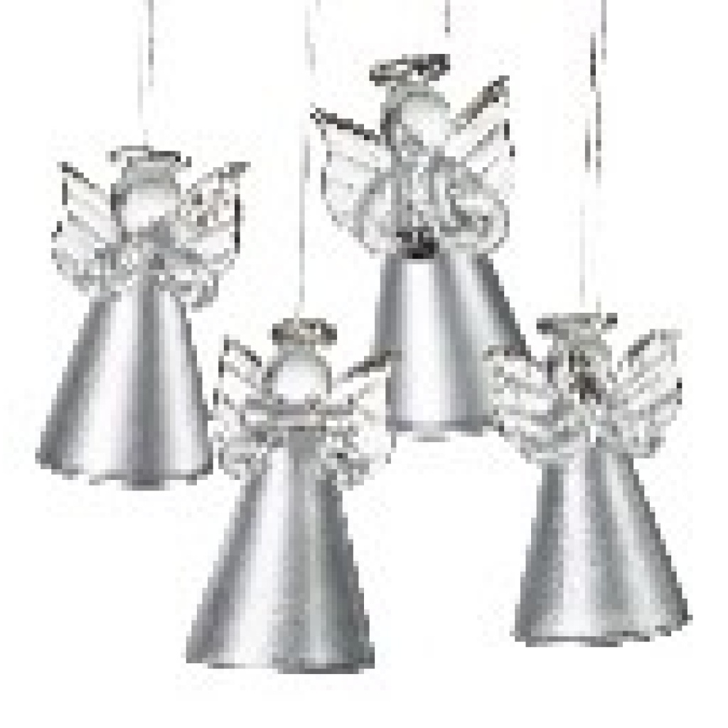 Hanging Glass Silver Angels - D0076