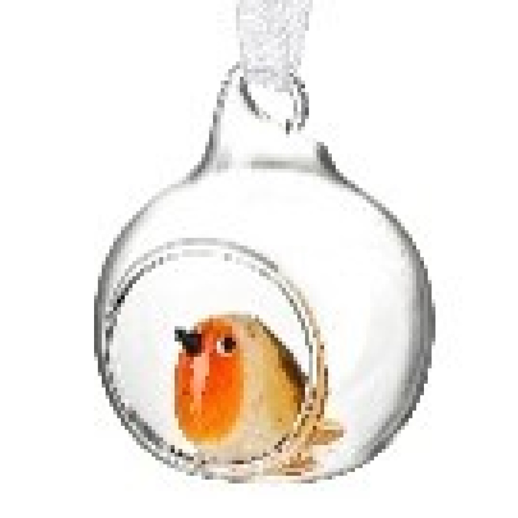 Open Glass Bauble With Robin - JNJ455B