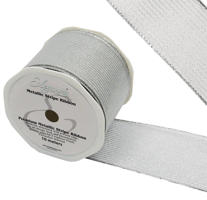 Eleganza Finesse Metallic Stripe 63mm X 10m Silver No.66