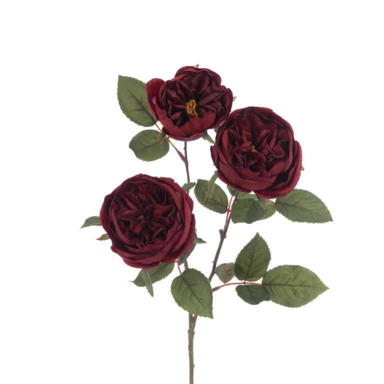 Eco Cabbage Rose Spray Burgandy - X50408BU