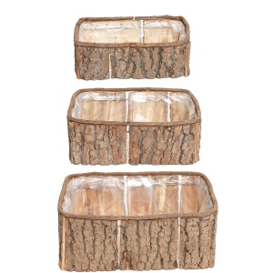 S/3 Planter Bark 33cm Natural