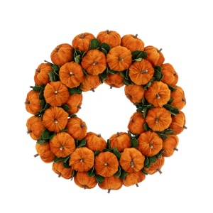 Velvet Pumpkin Wreath 36cm - X55076OR