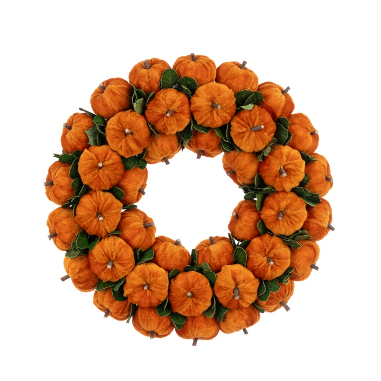 Velvet Pumpkin Wreath 36cm - X55076OR
