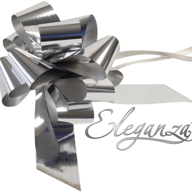 Eleganza Poly Pull Bows Metallic 50mm X 20pcs Silver